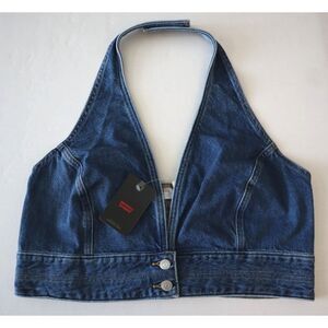 Levi's A48750000 Women's Sz 2XL Indigo Stonewash Daisy Denim Halter Top